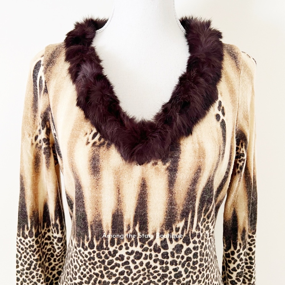 Super Rare Y2K Vintage Animal Print + Faux Fur Top ASO Janice in Friends - Picture 8 of 12